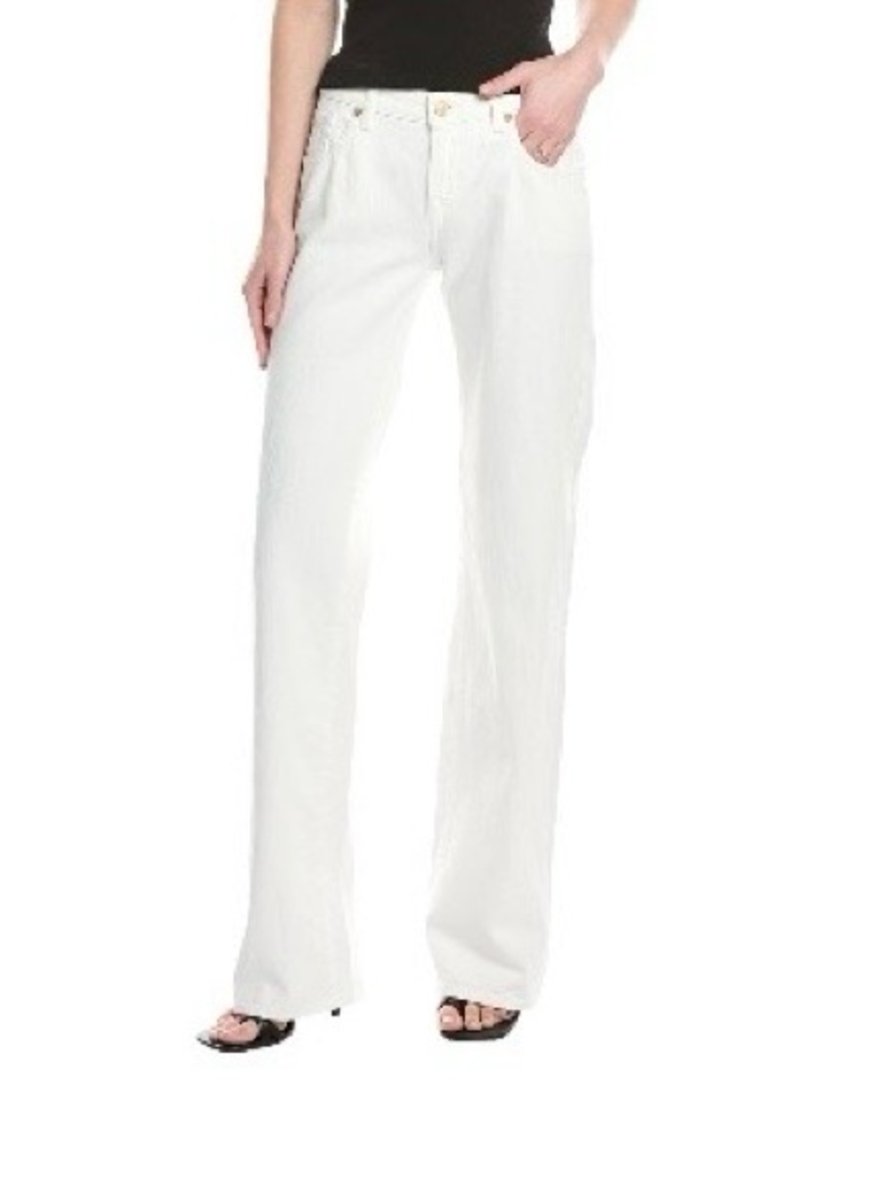 7 For All Mankind White Flared Wide-Leg Jeans